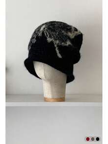 妖蝶针织帽时尚百搭适合秋冬街头风Y2K猫耳帽保暖护耳复古百搭超大针织防寒帽 - 彩色 - 查看 6