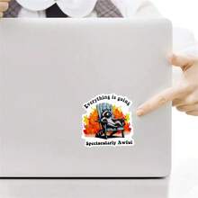 1 Peça Adesivo Removível Impermeável de PVC de 3 Polegadas para Uso Externo, com Humor Sarcástico, Citação de Comédia Negra, Estética de Humor Caótico, Bottom de Incêndio, Meme de Guaxinim "Tudo está indo espetacularmente mal", Decoração Juvenil/Adesivo de Garrafa de Água de Saúde Mental para Laptop, Garrafa de Água, Carro, Geladeira, Skate, Telefone, Livro, Presente - Multicolorido - Visão 6