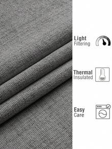 Set 1/2 buah Tirai Tekstur Linen Imitasi, Cocok untuk Ruang Tamu dan Kamar Tidur, Tirai Semi-Transparan Anyaman Goni Rustic dengan Lubang Atas, Penyaring Cahaya, Abu-abu Gelap - Dark Grey - View 3