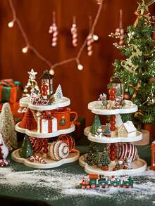 Christmas Decoration Display Rack, Christmas Party Kitchen Countertop Display Rack For Christmas Gifts, Cake Stand, Dessert Plate, Snack Tray, Christmas Supplies, Christmas, Wedding, Party, Gift, Birthday Party Supplies