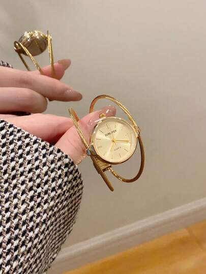 1 件女士手链石英表时尚休闲表小圆形手链表适合社交聚会、派对、度假、日常佩戴、生日或节日礼物