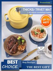 Dessous de plat rond épais en silicone résistant à la chaleur, facile à nettoyer, set de dessous de plat noirs résistants à la chaleur. Set de dessous de plat en silicone - Maniques résistantes à la chaleur antidérapantes, ustensiles de cuisine antidérapants pour la maison, tapis d'isolation en nid d'abeille, tapis de table à manger, tapis de casserole, tapis de table à manger, tapis de tasse pour la cuisine