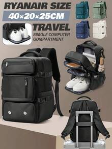 男士多功能背包，带多个口袋和多个隔层 - 耐用、时尚的笔记本电脑和旅行包，带鞋柜，飞机认可的旅行背包，非常适合上学、工作和通勤，有 5 种颜色可选，日常通勤包可转换背包拉链封口 - 彩色 - 查看 1