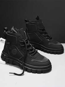 2025 New Men's Hiking Boots, Thick Sole, Anti-Slip, Durable, High-Top, Round Toe, Lace-Up, Color Blocking, Soft & Comfortable, Outdoor Sports, PU Leather, Waterproof, Oil-Resistant, Outdoor Casual, Work, Holiday, Travel, Hiking, Climbing, Adventure