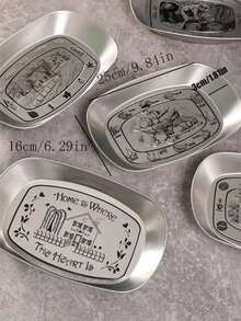 1件装户外复古欧式铁艺船形水果盘，金属零食托盘，复古金色水果盘，户外露营水果盘，复古欧式金属零食托盘，不锈钢盘，食物托盘，茶几收纳盘，野餐盘 - 彩色 - 查看 11