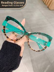 LiMiaoMiao 1 件超大猫眼老花镜，男女适用，复古风格，透明镜片，电脑/老花镜，放大倍数 +1.0 至 +4.0 - 透明 - 查看 21