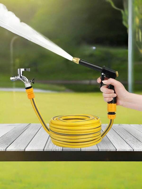 Long-Distance High-Pressure Cleaning Hose-Heavy-Duty Car Washing Spray Gun Suitable For RV, Truck, Boat And Household Cleaning | Black Gun Hose Suitable For Outdoor Maintenance And Watering
