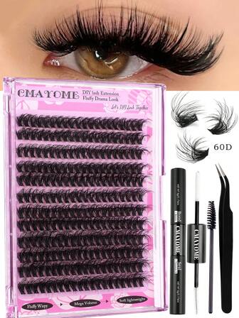 CMAYOME 240 件装 戏剧性 D 型卷曲 14-18 毫米混合 DIY 睫毛延长套装 DIY 下睫毛睫毛册 大体积柔软独立簇状睫毛打造蓬松自然纤细 Y2k 蝴蝶元素粉色底卡造型 在家即可拥有持久 DIY 睫毛胶水、DIY 胶水去除剂、DIY 睫毛镊子