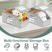 2pcs Foldable Hat Storage Box With Transparent Cover, Can Store Baseball Caps, Cowboy Hats, Stackable Transparent Hat Organizer Box, Holds Up To 28 Hats, Grey - Multicolor - View 5