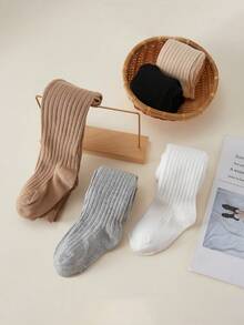 5pcs/Pack Girls Ribbed Tight Leggings, Versatile All-Match Wear, Suitable For School Uniform, Outdoor Activities