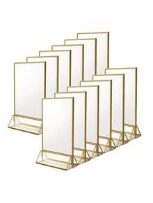 12 件/6 件/1 件透明亚克力婚礼桌号架带金色边框，双面金色相框，餐厅桌菜单，食谱卡照片展示徽标架，非常适合婚礼、彩排晚宴、订婚派对、周年纪念、生日、新娘送礼会、成人仪式、公司聚会或任何特殊活动！