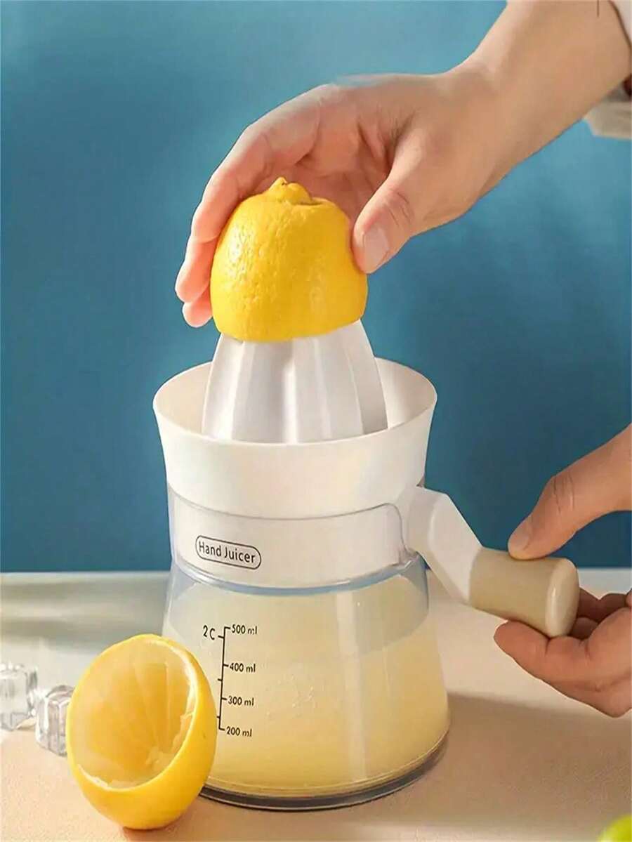 1pc Multi-Function Manual Juicer With Built-In Measuring Cup, Suitable For Lemon, Lime, Orange, Home, Office And Camping Kitchen Tool