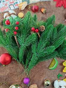 24 pièces de plantes artificielles à aiguilles de pin, branches artificielles de pin à aiguilles de Noël, couronnes de plantes vertes à aiguilles de pin, aiguilles de pin vertes artificielles, très adaptées pour les accessoires DIY, utilisées pour les couronnes de Noël et la décoration de la maison et du jardin, Noël, Nouvel An, décoration de la maison quotidienne et autres activités extérieures