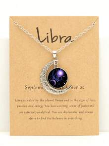 1pc-12pcs Retro Luminous Moon 12 Zodiac Signs Pendant Necklaces, Party Birthday Gifts & Daily Wear
