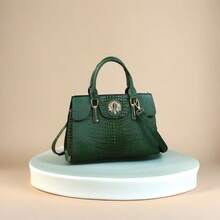 Bolso de mano con estampado de cocodrilo, bolso de hombro elegante de piel sintética con cremallera y correa ajustable para mujeres