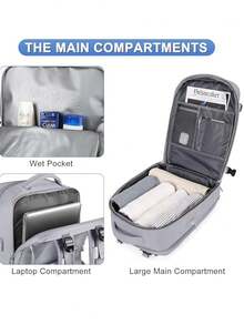 Multifunctional Travel Backpack, Waterproof, With Different Compartments, For School Or Travel - Beige - View 5