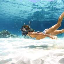 Máscara de Esnórquel Doble de Cara Completa para Niños/Adultos,Visión 180 °   Panorámica, Máscara Anti-Fugas Respiración Libre, Antifugas y Antiniebla Juego de Esnórquel Seco - Negro - Ver 5