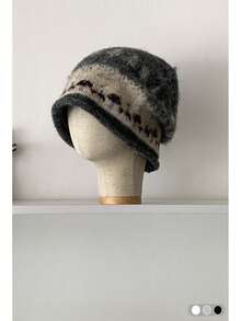 1pc Fair Isle Knit Beanie, Vintage Cuffed Knit Hat For Women, Autumn/Winter, Warm, Fits Most Head Sizes - Multicolor - View 11