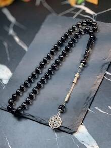 1 pieza Brazalete de resina con patrón de flor de tinta clásico, adecuado para el uso diario de los hombres