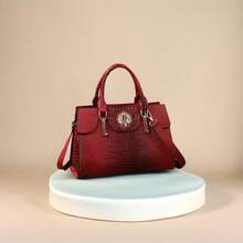 Bolso de mano con estampado de cocodrilo, bolso de hombro elegante de piel sintética con cremallera y correa ajustable para mujeres