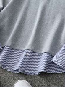 Camisa polo de hombre con parches a rayas, adecuada para primavera y otoño - Gris Claro - Ver 5
