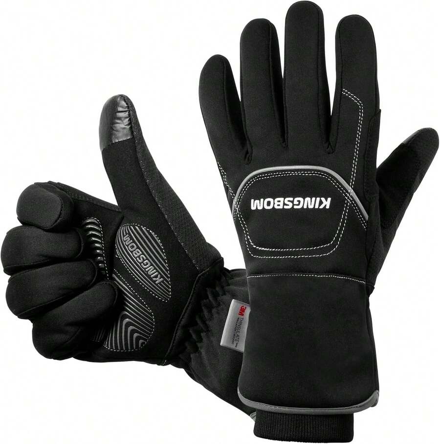 Guantes térmicos impermeables y resistentes al viento, 3M Thinsulate para visualización táctil de invierno, para ciclismo, equitación, correr, deportes al aire última intervensión, para - Negro - - Ver 1