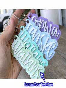 1pc Personalized Acrylic Name Keychain, Beach Bag, Customized DIY Letter Series, Autumn/Winter Style, Unique Letter Tag, Bag Pendant, Ideal Gifts For Family And Friends For Halloween And Christmas - Multicolor - View 2