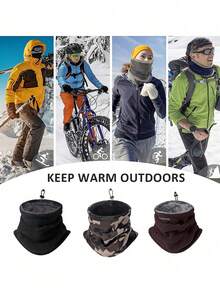 2 Piezas /1 Pieza Calentador de cuello de invierno tipo gaitera para hombres y mujeres, bufanda de forro polar de invierno a prueba de viento para esquiar, hacer senderismo, ciclismo - Multicolor - Ver 7