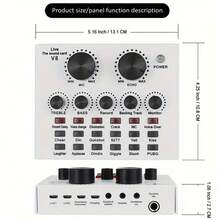 V8 Real-Time Sound Card, Real-Time Mixer, Voice Converter, Sound Card With Multiple Sound Effects, Suitable For Computer Recording, Home KTV, And Voice Chat - V8 White - View 4