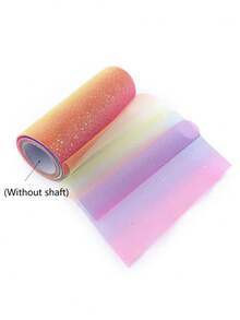 1PC 15cm Wide Glitter Tulle Fabric Rolls,457cm Long Sparkling Tulle Ribbon, Suitable For Valentine's Day Flower Wrapping, Birthday Wedding Party Balloon Decoration, Table Skirt Decoration, And Gift Wrapping, DIY Bow Hair Accessories(Excluding The Scroll).