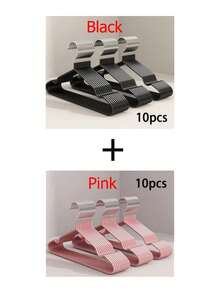 20/10 Piece Pack, Non-Slip Heavy Duty Hanger, (15.75" X 7.87"), Black Non-Slip Heavy Duty Hanger, Bedroom Supplies, Storage Supplies, Bedroom And Wardrobe Quality Durable Storage Solution - No Strenuous Hanging, Space Saving Design, Perfect For Life,Room Decoration