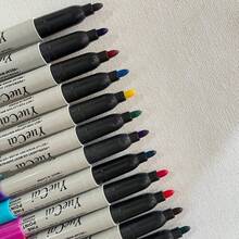 Marcadores Permanentes Pretos - Ponta Grossa, Tinta de Secagem Rápida Sem Sangramento, Linha Larga - Para Arte, Escritório e Materiais Escolares