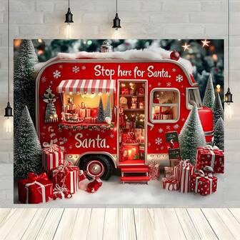 1 pieza de pancarta de fiesta con impresión 2D en color rojo con fondo de escena nevada y árbol, ideal para suministros de fiesta de fotos, póster de fotomatón, celebración de cumpleaños y aniversario, para uso en interiores y exteriores, decoración de actividad de arreglo de pañuelos de fiesta de cumpleaños, decoración de fondo temático navideño, decoración de pared reutilizable, decoración de celebración, organizador de fiestas, decorador del hogar.