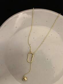 1 pezzo Collana alla moda con pendente asimmetrico geometrico dorato e perline rotonde (forma del pendente casuale)