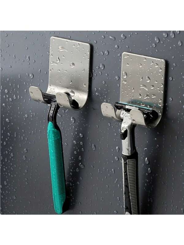 1/3 piezas Soporte para afeitadora, Gancho colgador para afeitadora, Estante para afeitadora de acero inoxidable sin perforación, Soporte para afeitadora de acero inoxidable para ducha, Ganchos para soporte de afeitadora, Soporte autoadhesivo impermeable para afeitadora, Soportes de almacenamiento para baño, Estantes colgantes sin taladrar montados en la pared, Ideal para baño, cocina, escuela, dormitorio, apartamento