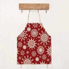 1 pièce Tablier à motif flocon de neige, tablier de nettoyage de maison imprimé créatif et amusant, tablier de cuisine imperméable et facile à nettoyer, tablier de maison créatif, uniforme de travail