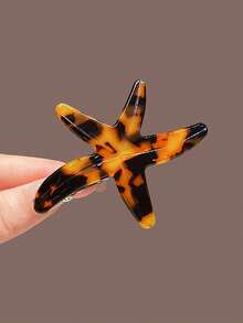 1pc Women's 7.5cm/2.95in Brown, White, Red, Tortoiseshell Ombre Acetate Starfish Hair Clip, Fashion Versatile High-End Elegant Simple Solid Color Edge Hair Accessory Suitable For Daily Casual, Party, Commute, Beach, Vacation, Ponytail, Bun, Face Washing, Makeup, Outfit Matching, Claw Clips, Hair Claws, Hair Slide, Hair Barrettes