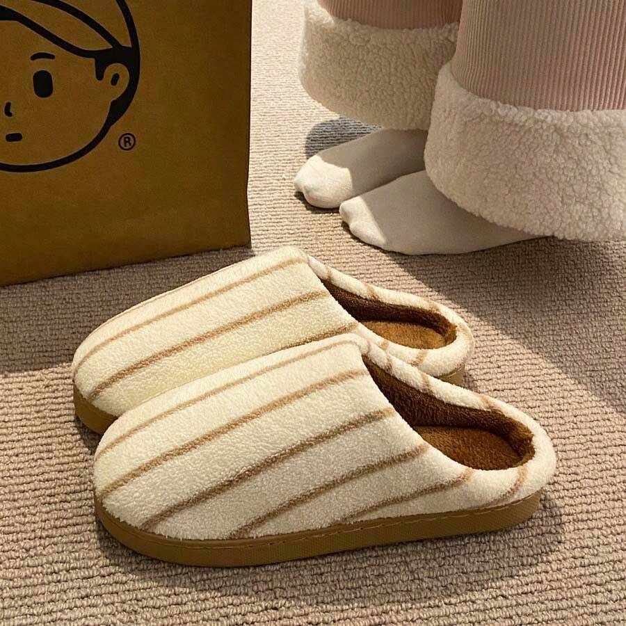 Pantuflas con suela gruesa para mujer, nuevas pantuflas con lazo lindas y cálidas para estudiantes en dormitorios interiores en otoño/invierno