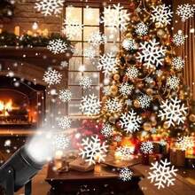 1pc LED Christmas Projection Light | Dynamic Snowflake | Christmas Theme Projection Lamp | Rotating Snowflake Pattern LED Stage Light, Holiday Decor USB Powered Rotating Snowflake Projection Atmosphere Light, Built-In High-Precision LED Light Source, Projects Translucent Snowflakes On Walls And Ceilings, Flowing Light And Shadow, Suitable For Christmas, Halloween, Simulating Snowy Winter, Parties