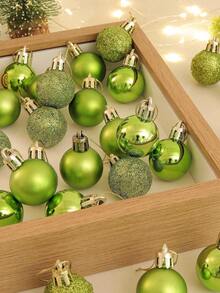 24pcs/Christmas Tree Decoration Ball Set - Shatterproof Christmas Tree Hanging Decoration Medium Hanging Balls For Winter Party New Year Christmas Tree Hanging Decoration (Green Pink)