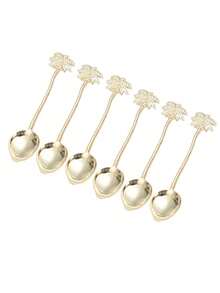 Tropical Coconut Palm Teaspoon Coffee Stirring Spoons - Golden Metal Souvenir With Palm Leaf Design, Ideal For Dining Bar Decor, Bar Accessories Tropical Theme Decor Durable Metal Spoons, Coffee Bar Accessories Long Handle Coffee Spoon, Iced Tea Spoon, Ice Cream Spoon, Stirring Spoon, Dessert Scoop, Coffee Scoop, Ice Cream Spoon, Mixing Scoop, Hotel, Restaurant, Public Jam Spoon, Tableware School Supplies,Back To School,Valentine Day/Valentines - Multicolor - View 14