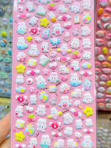 可爱卡通动物泡沫贴纸,文具,笔记本贴纸,笔记本衬纸,贴纸笔记本,不干胶贴纸 - 彩色 - 查看 6