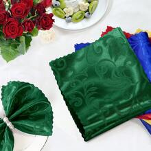 6 Pack Damask Cloth Napkins 17 X 17 Inch, Jacquard Table Cloth Napkins Set Of 6 Square Satin Napkins Fabric Dinner Napkins For Wedding Party Banquet, Hot Pink - Dark Green - View 3