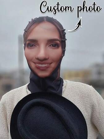 1pc Customized Funny Full-Face Masks, Customized Photos, Suitable For Both Men And Women, Applicable For Outdoor Activities And Party Decorations. It Is Very Suitable For Role-Playing, Parties, Stage Performances, And Outdoor Sports.