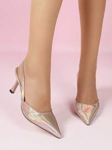 Fashionable New Style Women's Shoes With Rear Strap, Minimalist Elegant Ladies' Pointed Toe Pumps - Pink - View 3