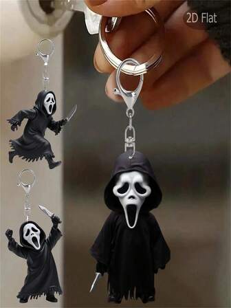 卡通 2D 亚克力背包钥匙扣 - 可爱的尖叫配件，适用于背包、包、汽车钥匙扣和日常使用，时尚的纪念吊坠，情侣礼物、派对用品的最佳选择，也是送给家人和朋友的完美节日礼物，包配件挂绳带身份证夹汽车配件包饰