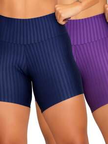 Kit 2 Shorts Academia Feminino 3D Básico Primavera Verao - MARINHO+ROXO - Visão 2