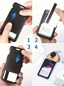 竖款硬质黑色证件卡套，适用于办公室、学校，可存放身份证、信用卡、钥匙卡、驾驶证、员工证等。也适用于女士迷你钱包、手拿包、卡包。 - 彩色 - 查看 3