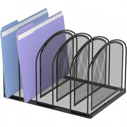 Organisateur de bureau SUPEASY, organisateur de bureau à 5 sections en maille, porte-dossiers vertical pour fournitures de bureau, rose