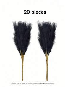 10/20 件装 - 人造藤条草波西米亚风装饰假蒲苇草，蓬松大号人造芦苇，可用于花瓶填充、农舍家居厨房波西米亚风装饰、房间装饰、婚礼派对装饰（黑色）、情人节、毕业典礼、秋季装饰、秋季、人造植物 - 黑色 - 查看 10